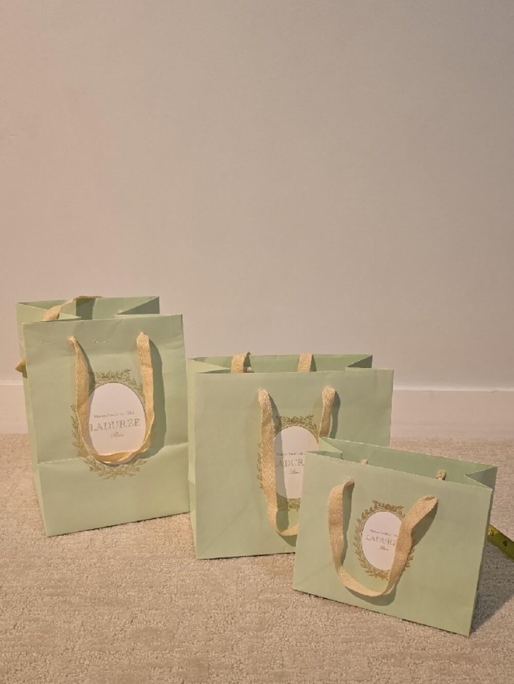 Ladurée Pastel Green Tote Bag with Cream Handles